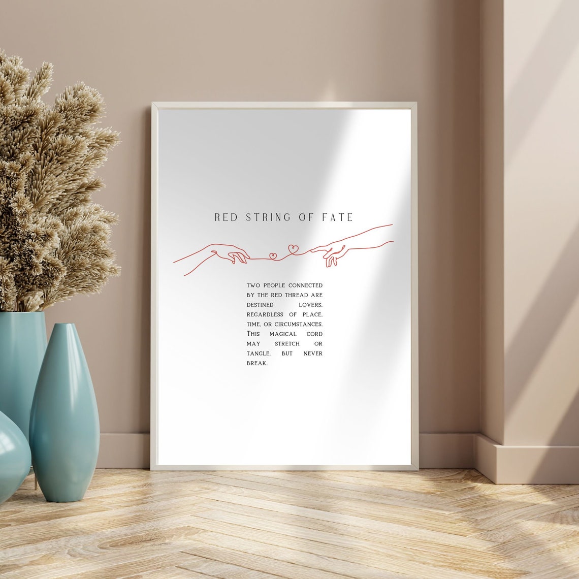 Red String Of Fate Lovers Line Art Minimalist Love Quote Poster - Image 4