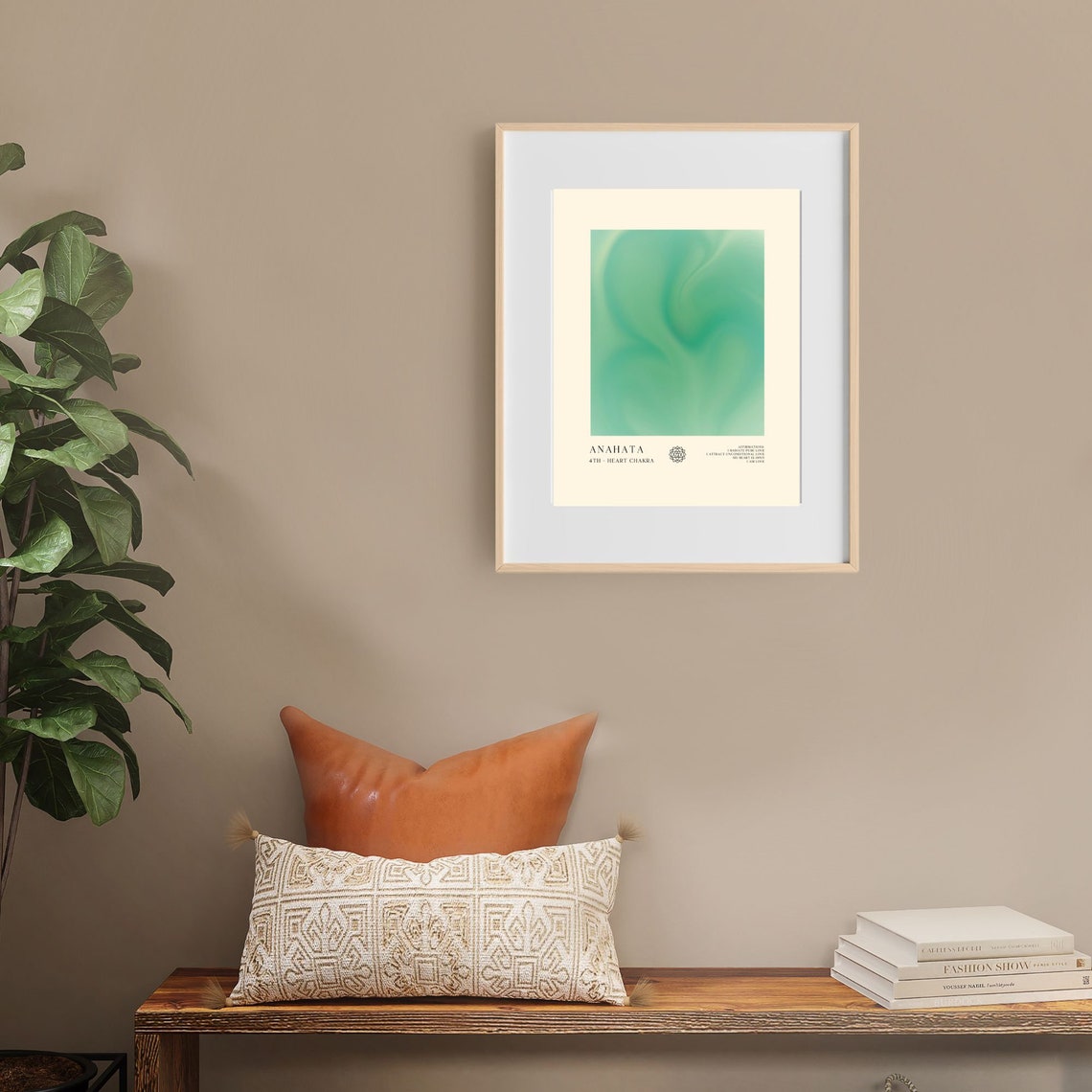 Anahata 4th Heart Chakra Green Aura Affirmations Spiritual Wall Art - Image 2