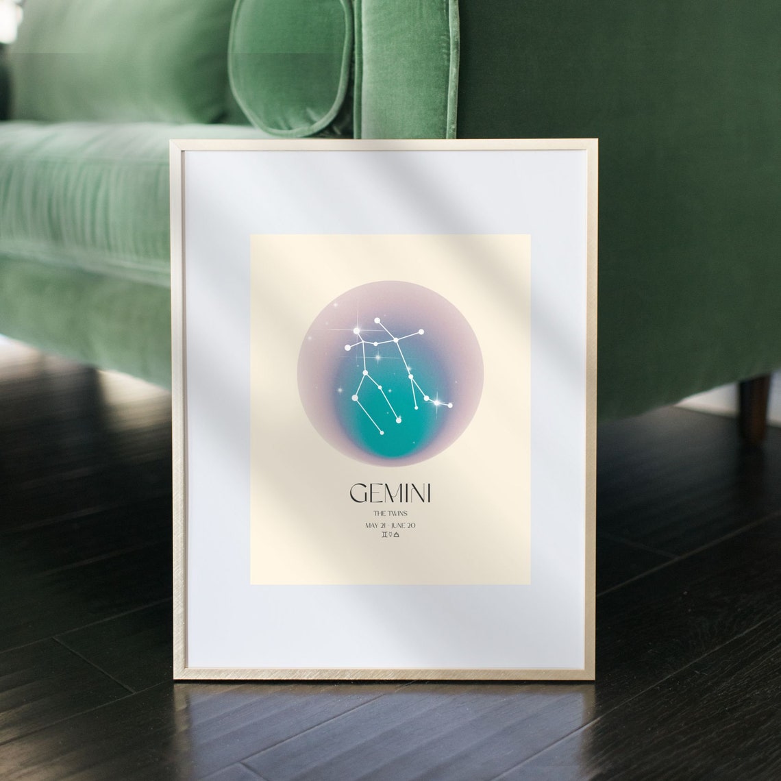 Gemini Constellation Teal Aura Zodiac Twins Star Sign Poster Art - Image 4