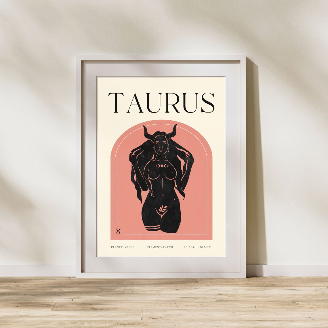 Taurus Zodiac Goddess Horned Bull Woman Astrology Star Sign Poster
