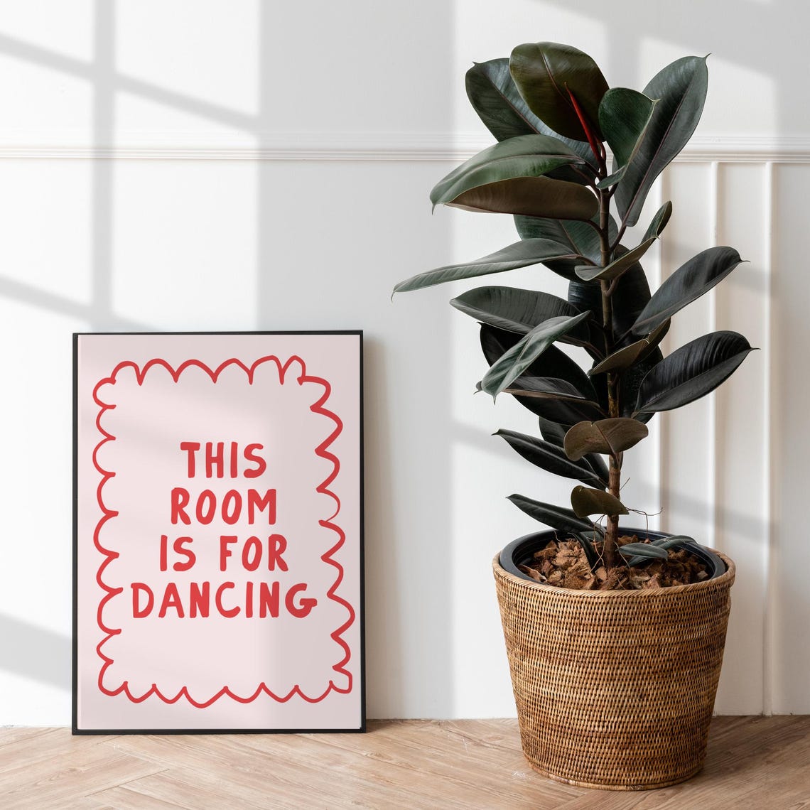This Room Is for Dancing Fun Red Wavy Typography Party Poster - Image 4