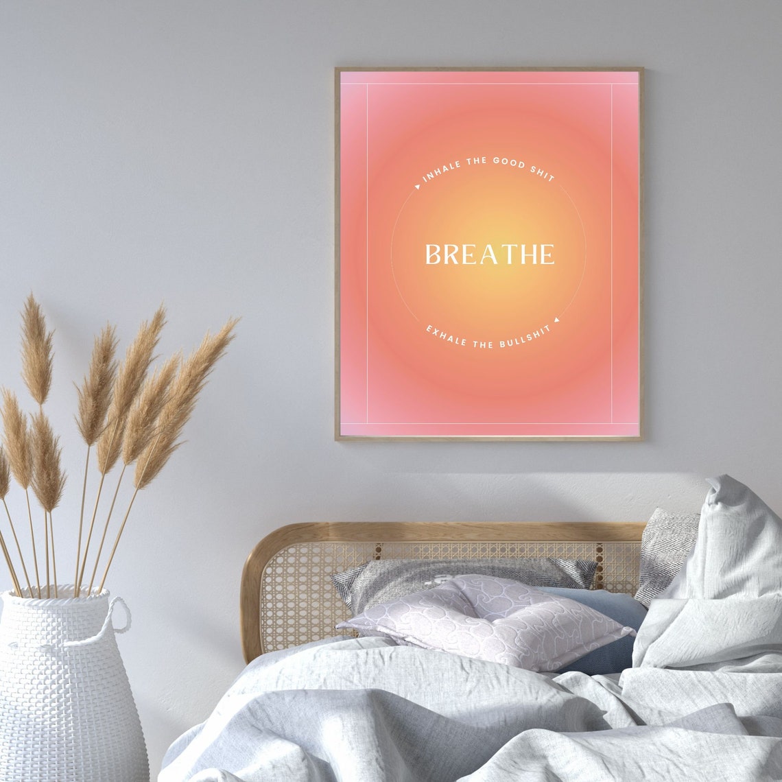 Breathe Inhale the Good Shit Exhale the Bullshit Aura Gradient Poster - Image 2