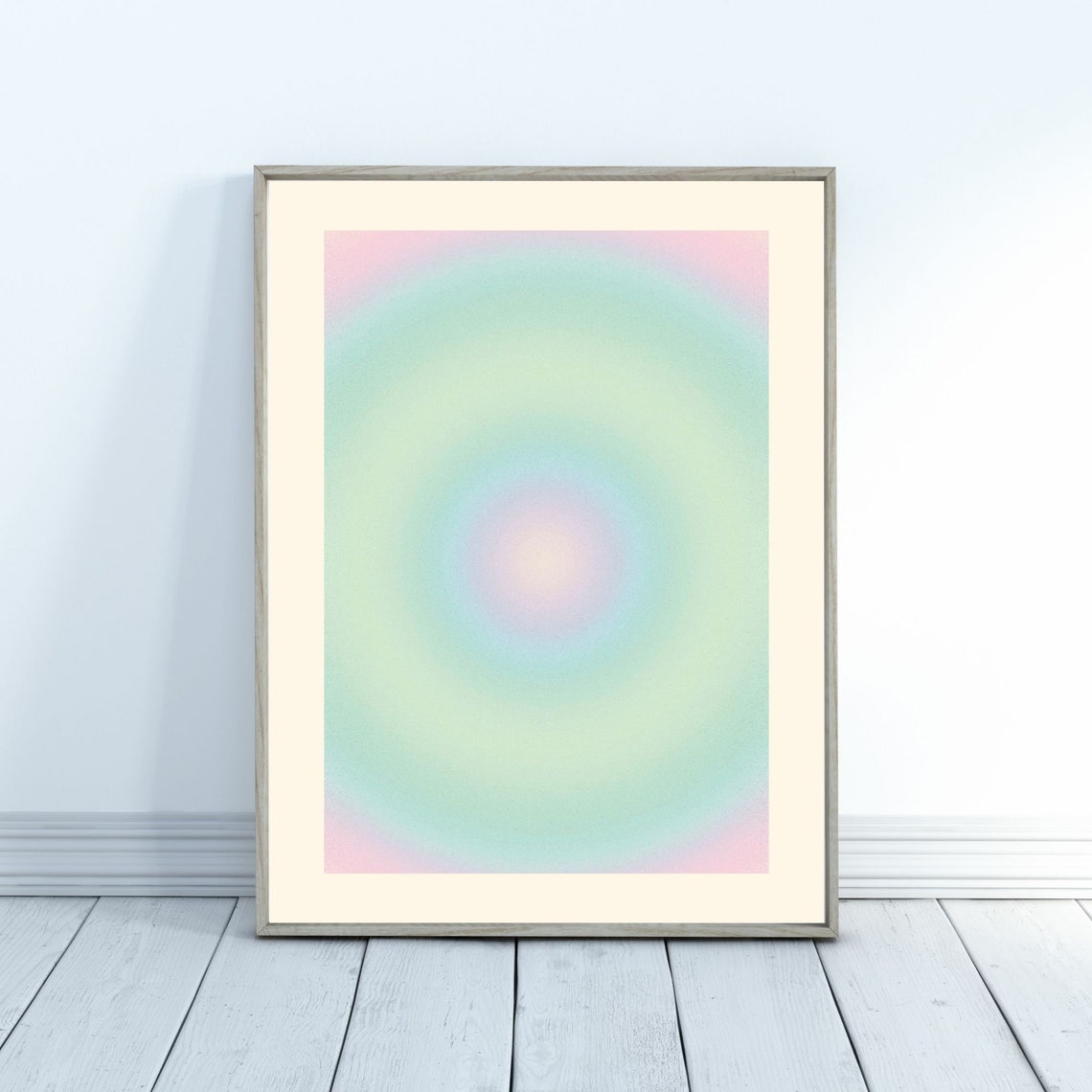 Pastel Green Aura Gradient Orb Grainy Retro Spiritual Poster - Image 4