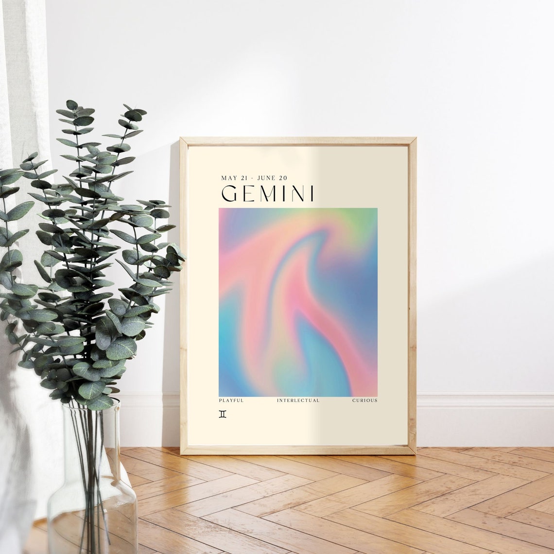 Gemini Zodiac Aura Pastel Swirl Abstract Playful Gradient Poster - Image 3