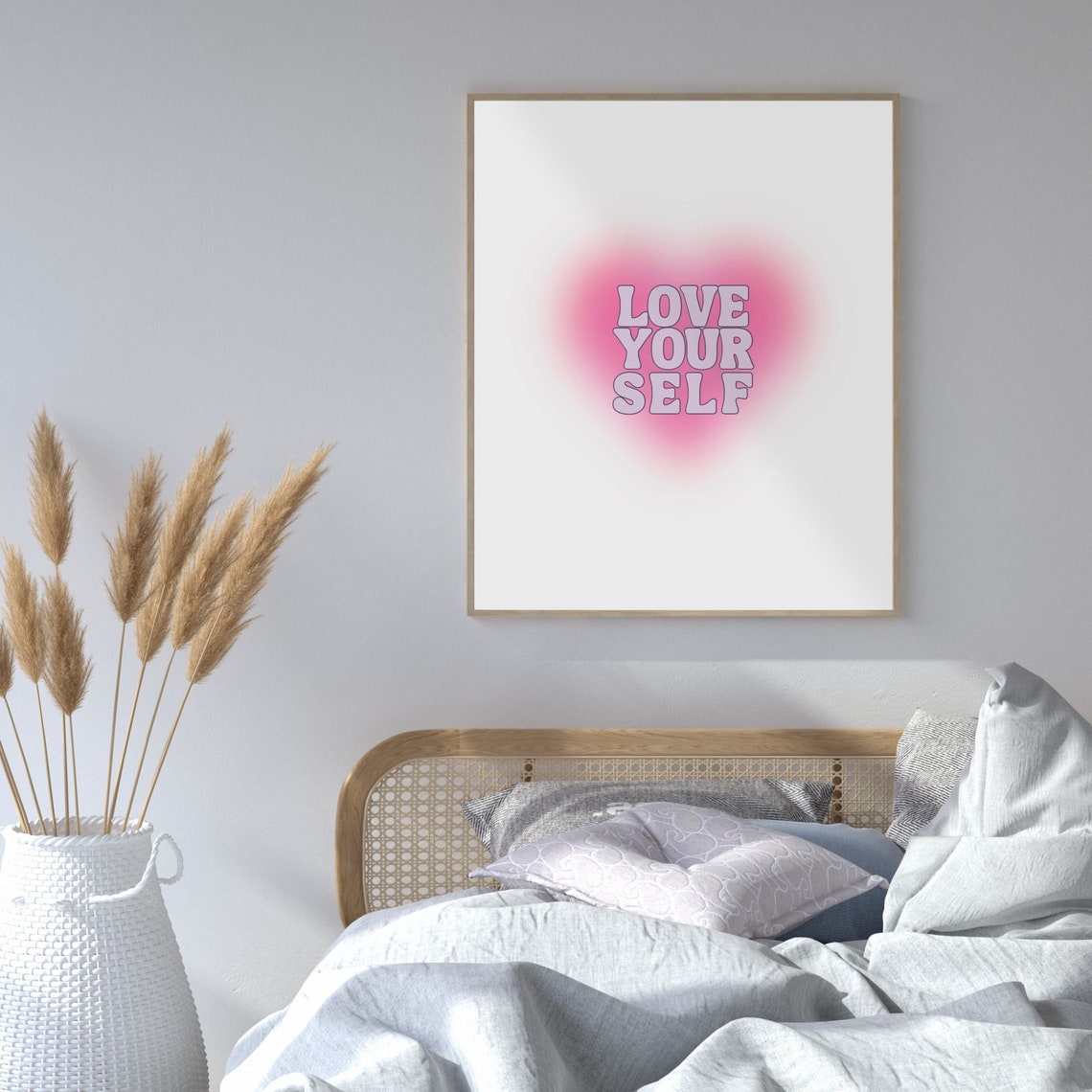 Love Your Self Pink Heart Aura Retro Quote Wall Decor Poster - Image 3