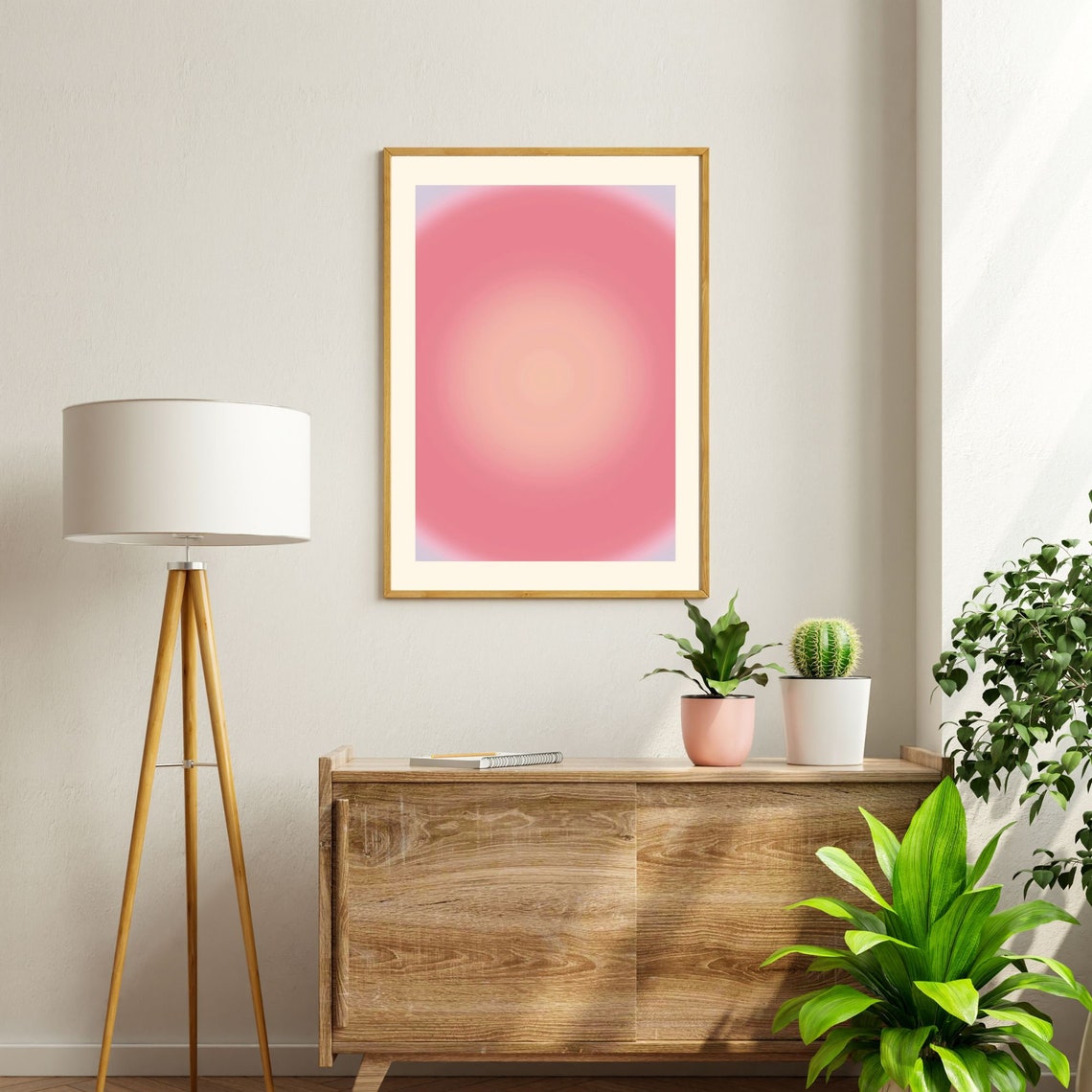 Magenta Pink Aura Orb Retro Gradient Spiritual Decor Art Poster - Image 2