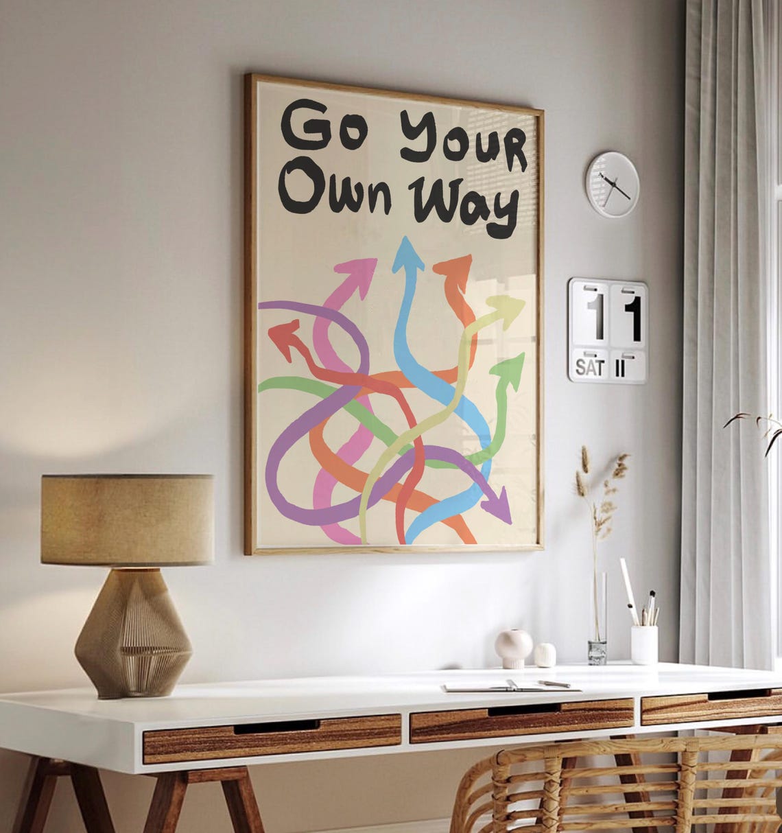 Go Your Own Way Colorful Wavy Arrows Uplifting Quote Wall Poster - Image 2