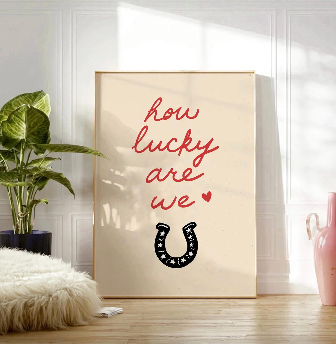 How Lucky Are We Typography Art Print, Western - Image 3