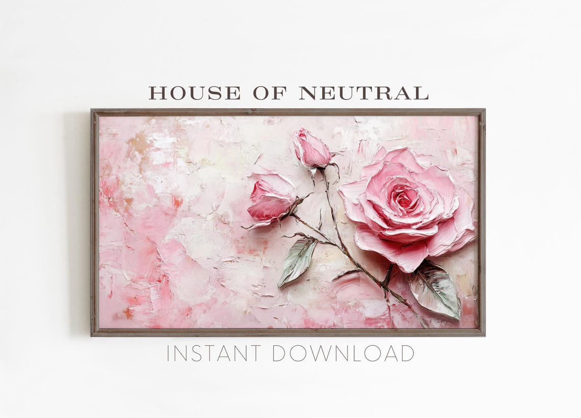 Frame Tv Art Flower Art Valentines Day Tv Art Valentines Frame Tv Art Oil Painting Pink Flower 169 Ratio Tv246