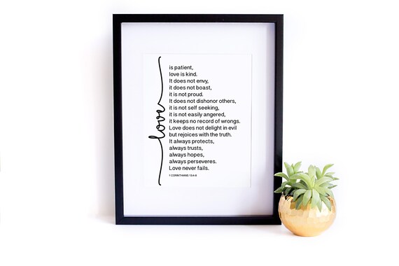 Love Is Patient 1 Corinthians 13 Bible Verse Scripture Poster