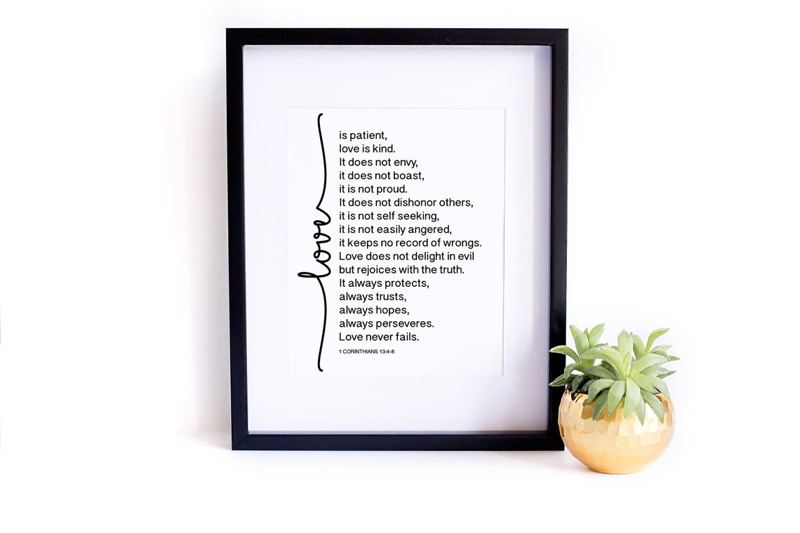 Love Is Patient 1 Corinthians 13 Bible Verse Scripture Poster