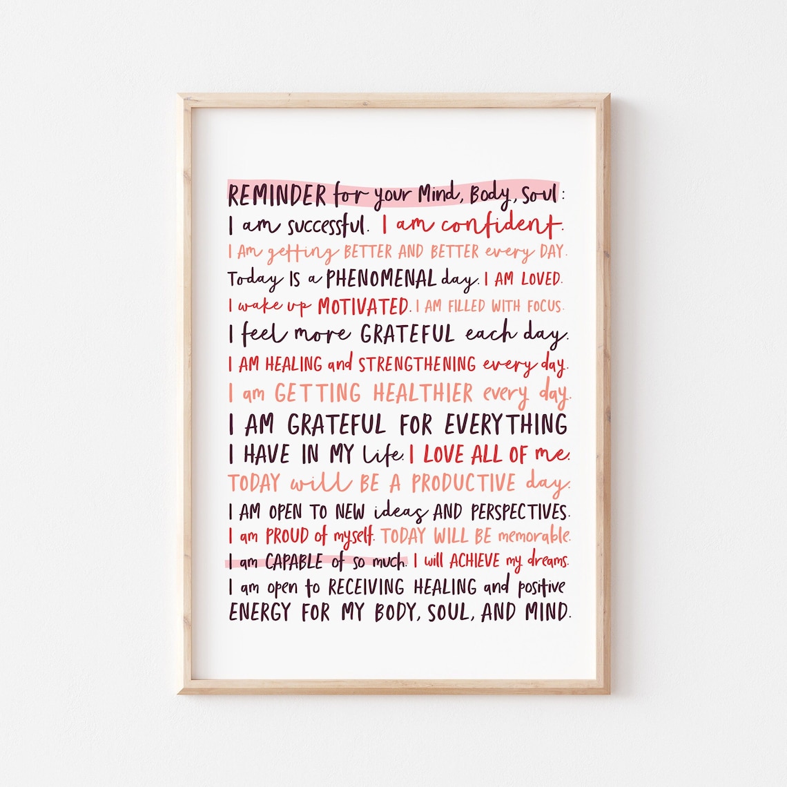 Daily Affirmations Art Print for Teen Girl Room - Image 2
