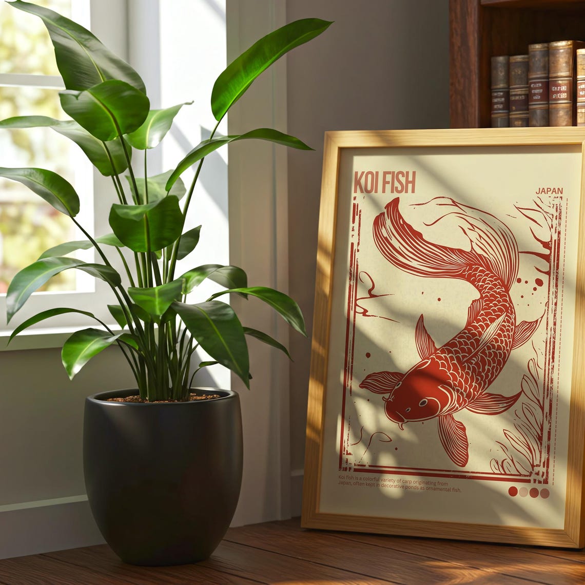 Koi Fish Red Japanese Pond Ornamental Carp Vintage Art Poster
