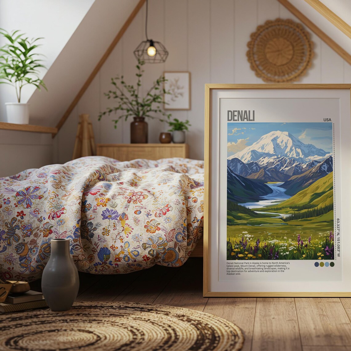 Denali Alaska Snowcapped Peak National Park Scenic Travel Poster