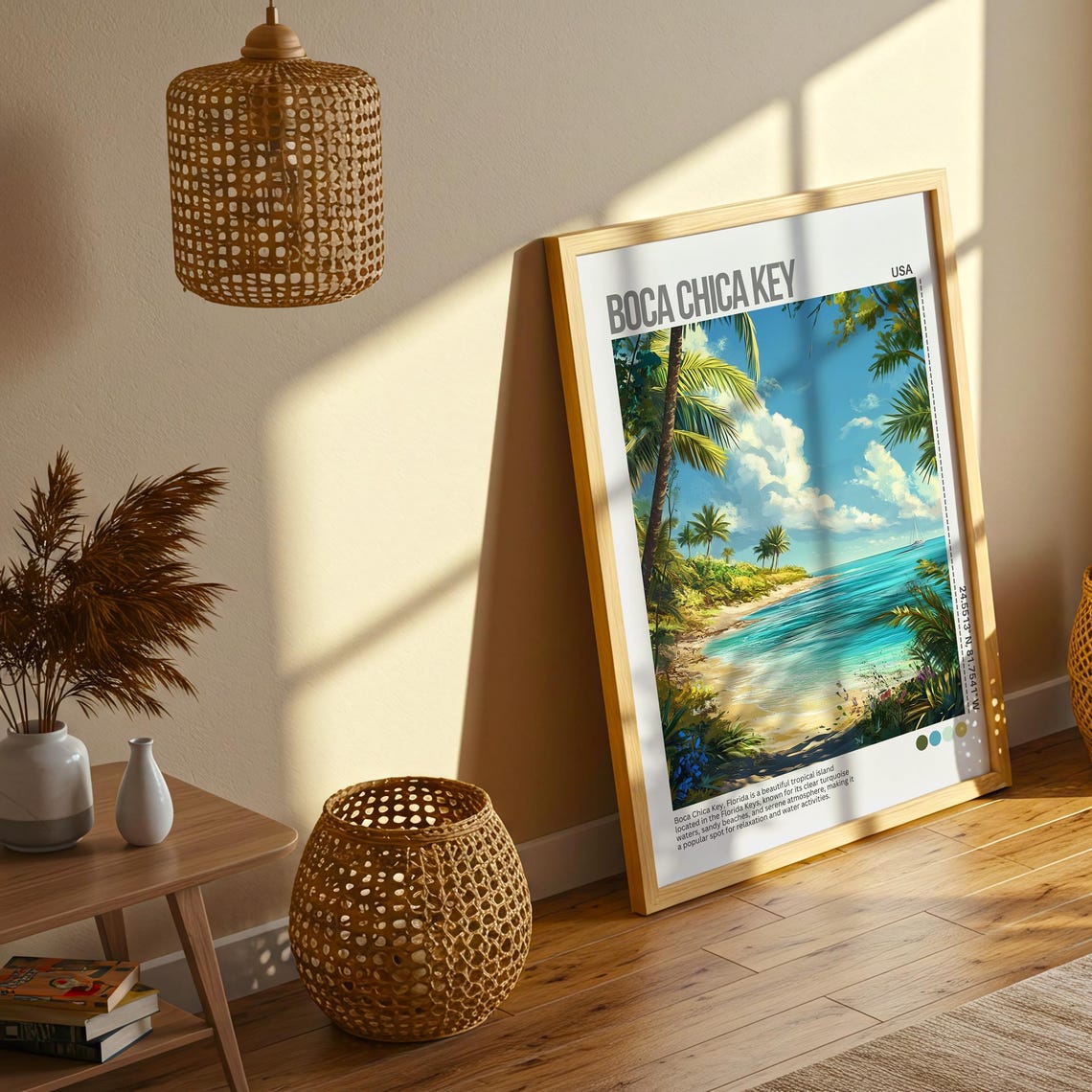 Boca Chica Key Florida Tropical Beach Palm Trees Ocean Poster
