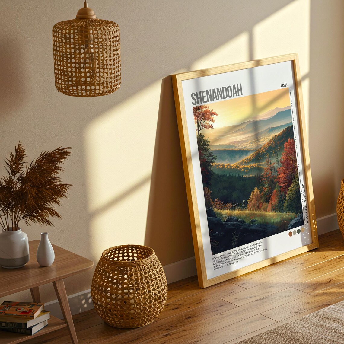 Shenandoah Virginia Sunset Valley Mist National Park Travel Poster