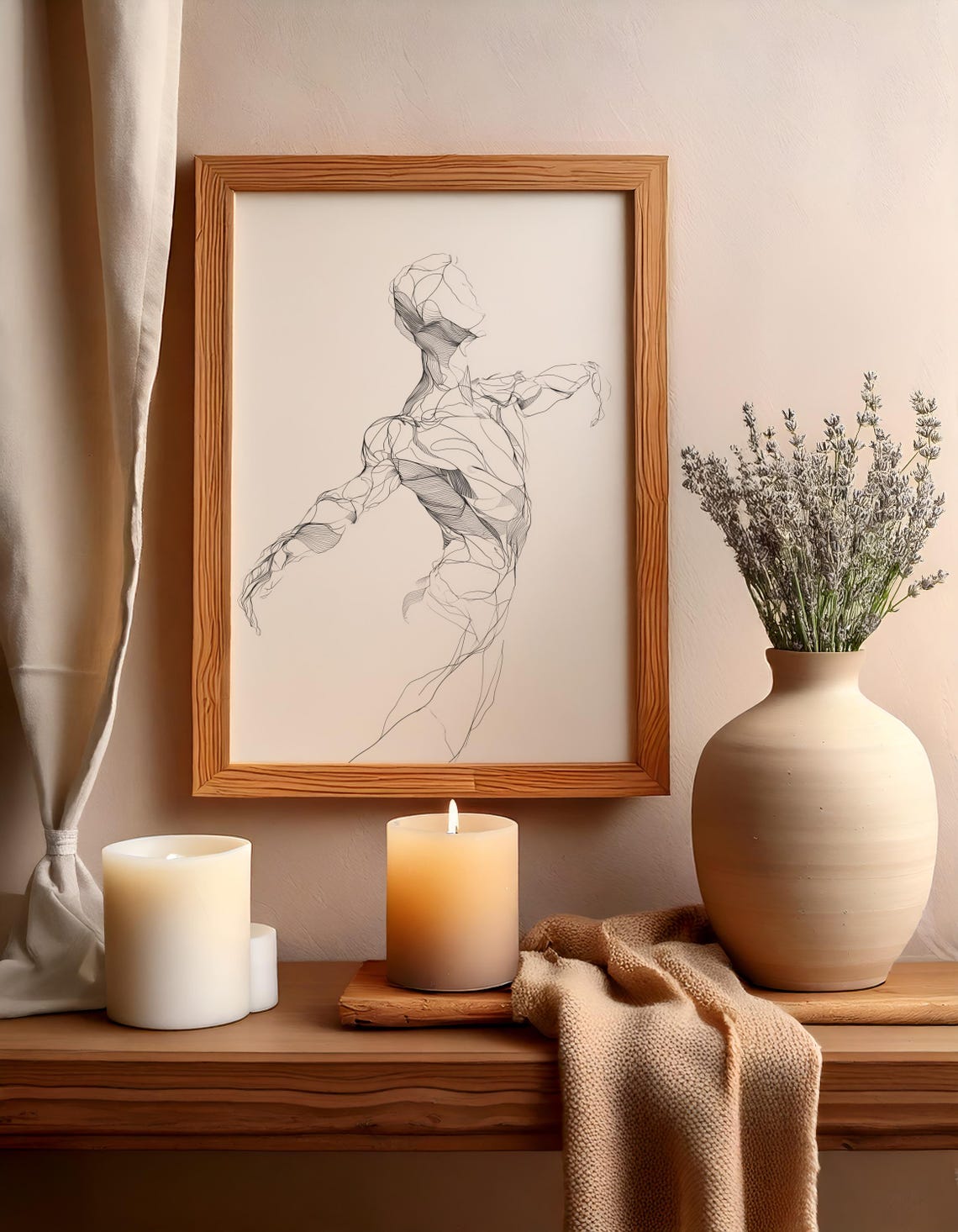 Minimalist Abstract Figure Line Art With Outstretched Arm Poster