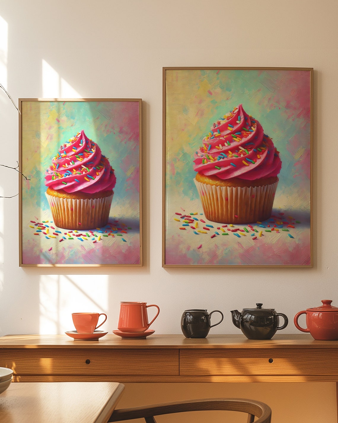 Giant Pink Frosted Cupcake With Rainbow Sprinkles Food Art Poster - Image 4