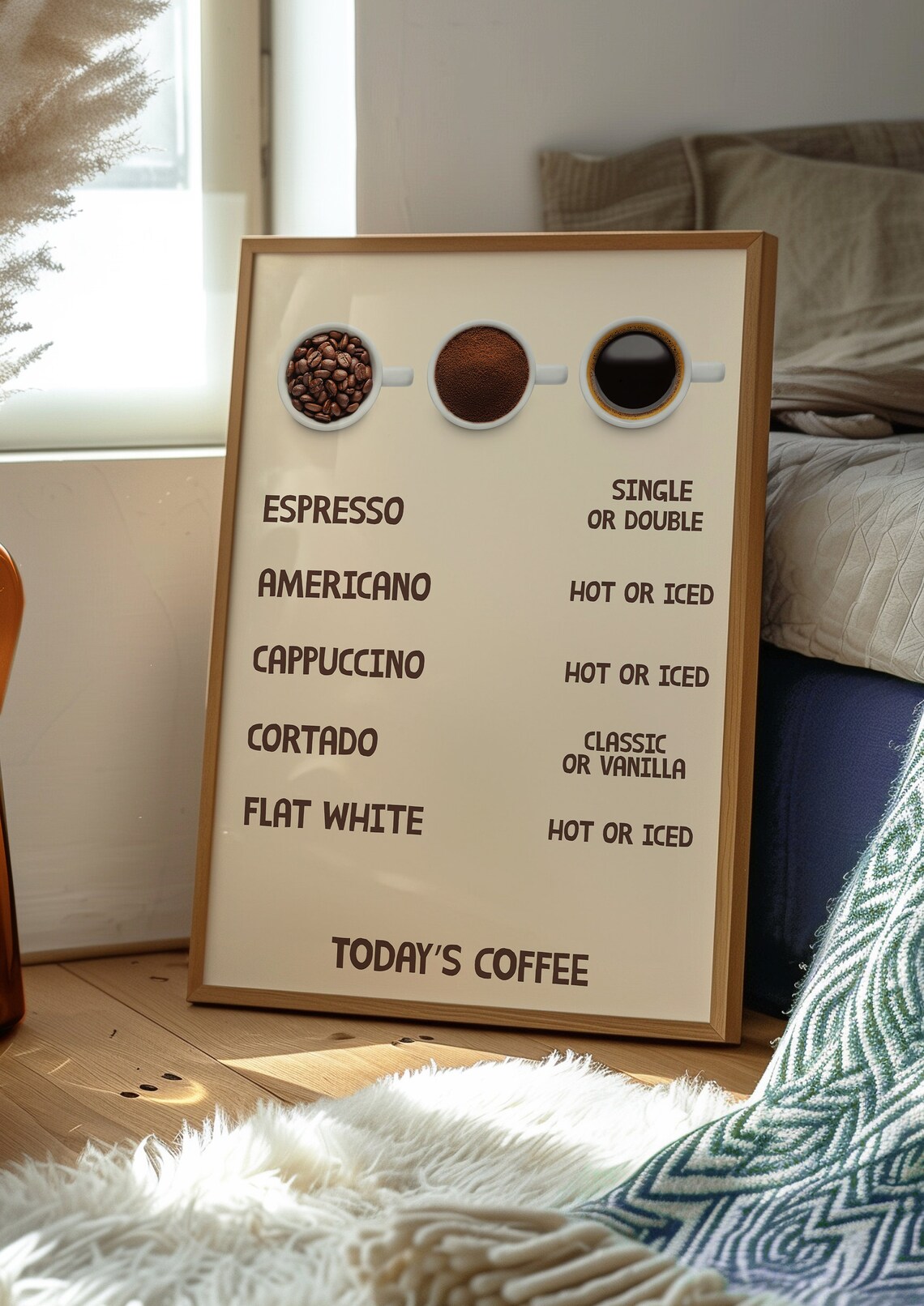 Todays Coffee Menu With Espresso Americano Cappuccino Art Poster - Image 3