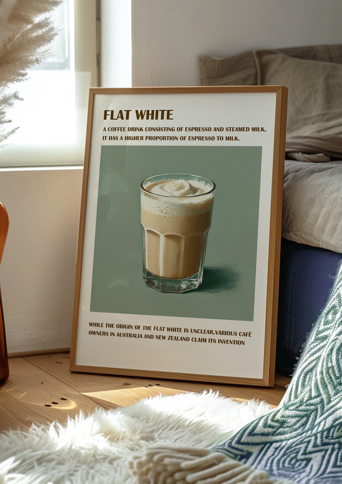 Flat White Coffee Drink Definition Kitchen Decor Cafe Wall Print - Image 2
