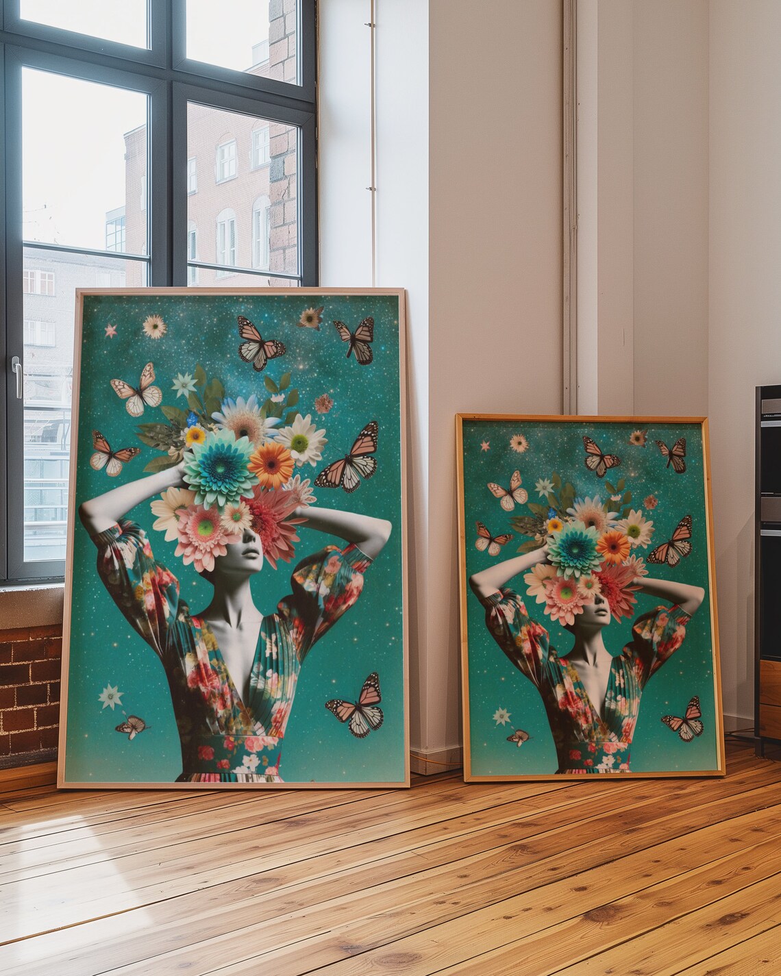 Mystic Garden Floral Butterfly Monarch Bloom Maximalist Collage Print - Image 3