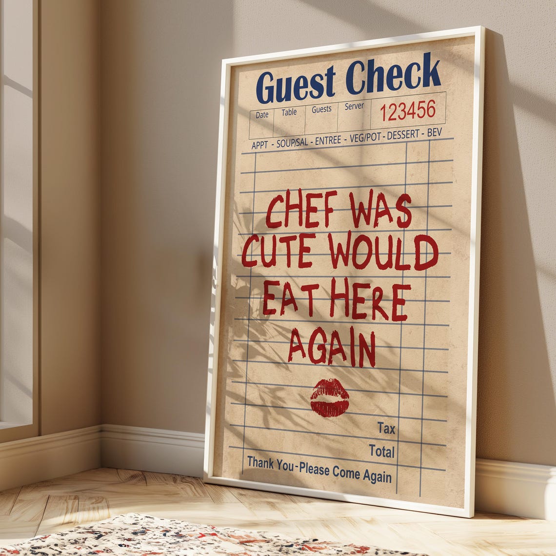 Chef Was Cute Would Eat Here Again Funny Guest Check Restaurant Poster - Image 2