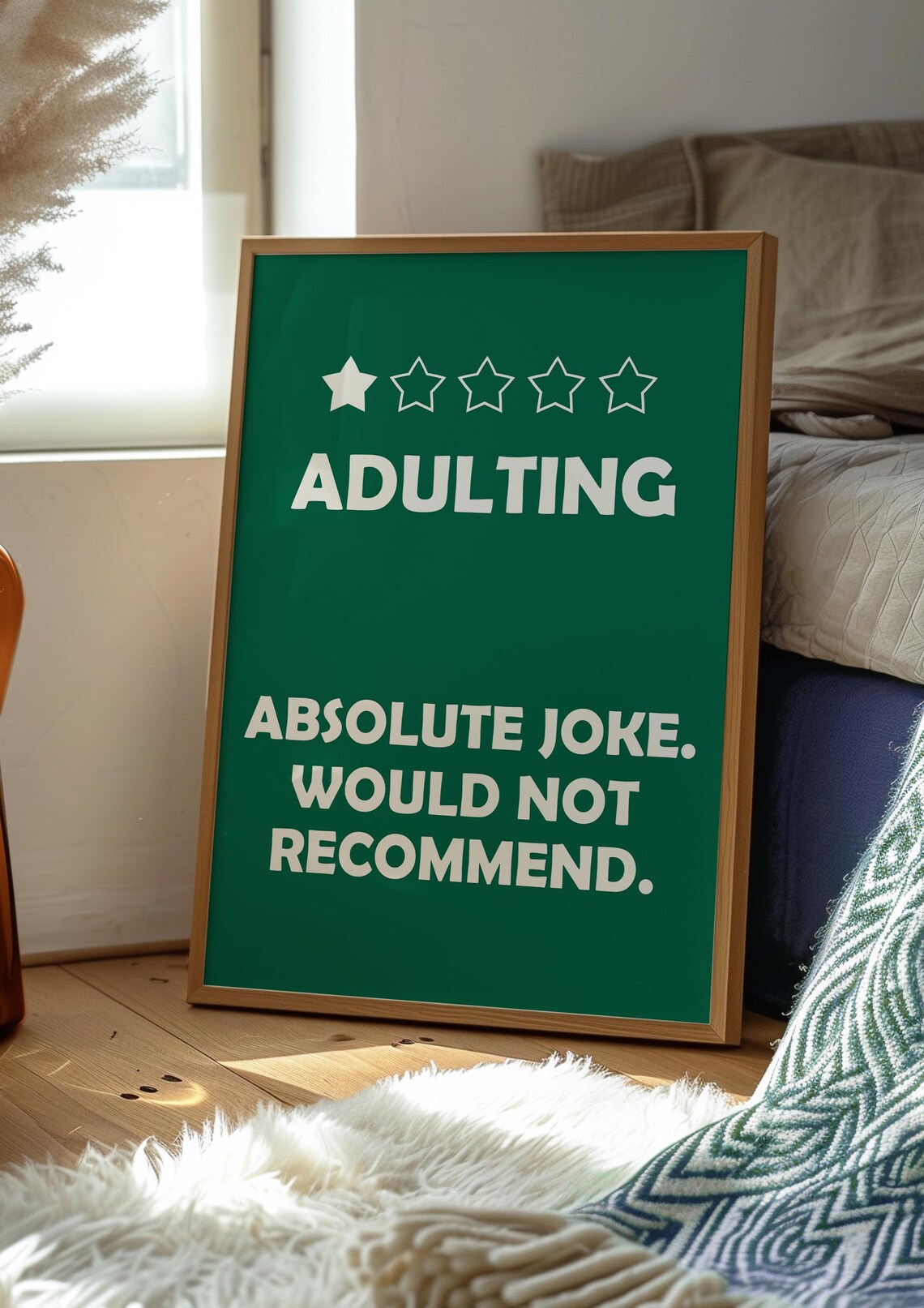 Adulting One Star Review Bedroom Humor Poster Print - Image 2