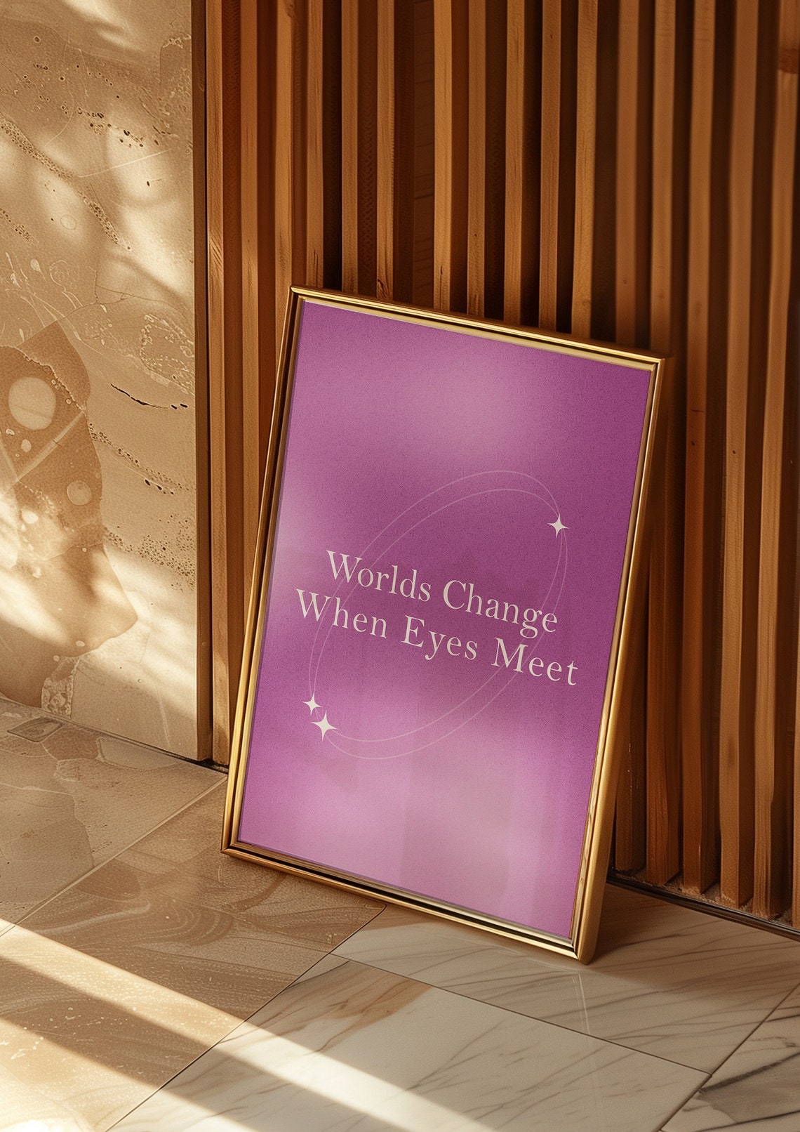 Worlds Change When Eyes Meet Purple Gradient Starry Quote Poster - Image 2