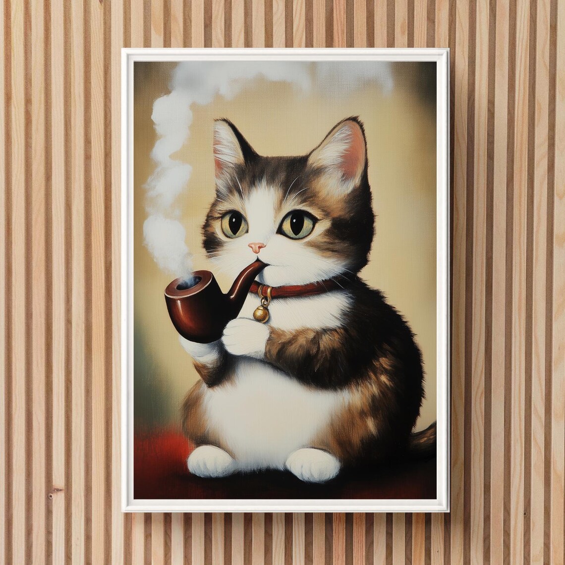 Pipe Smoking Cat Funny Vintage Animal Painting Kitten Poster - Image 5