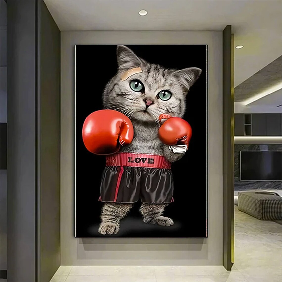 Boxer Cat Funny Pop Art Kids Room Art Print