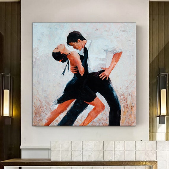 Canvas Home Decor Large Couple Dancing Painting Print Music Room Art Tango Framed Ready To Hang