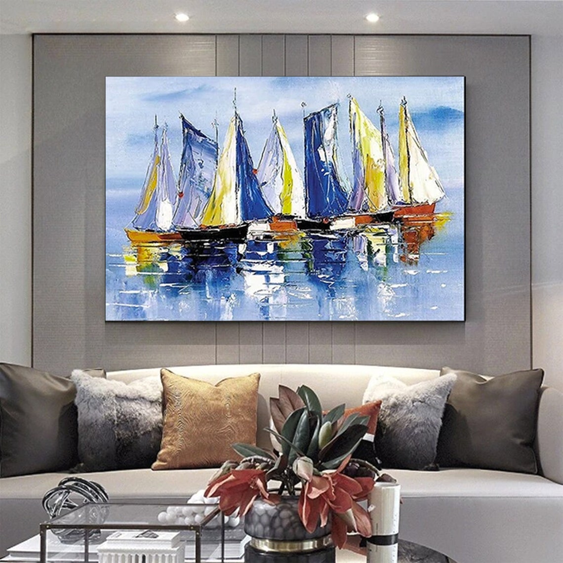 Sailing Ships Canvas Wall Art Ship Painting Print Dinghy Fishing