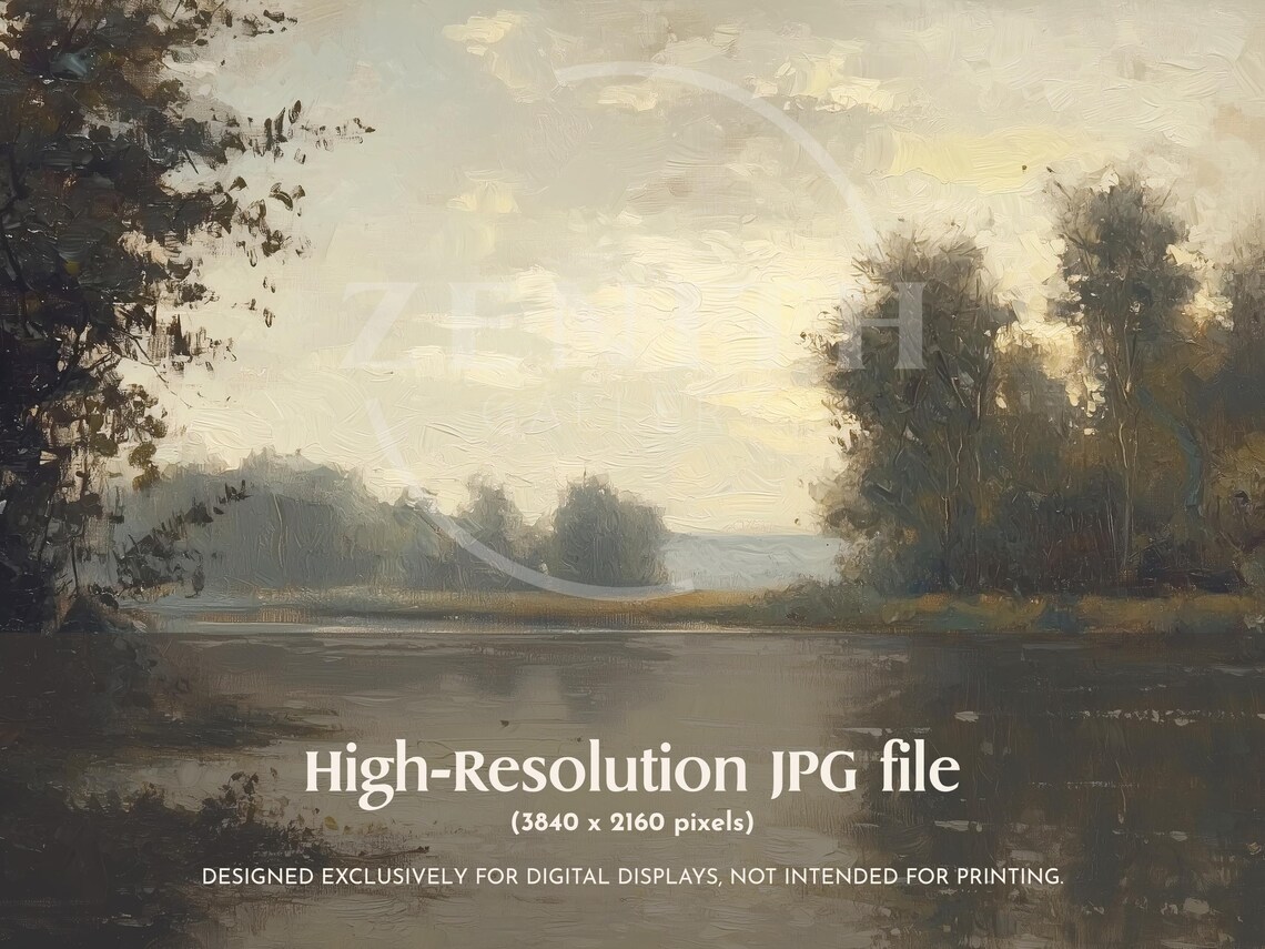 Vintage Lake Landscape Art Print, Rustic Moody Scene - Image 3