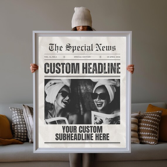 Custom Headline Newspaper Poster Personalized Special News Edition Gift