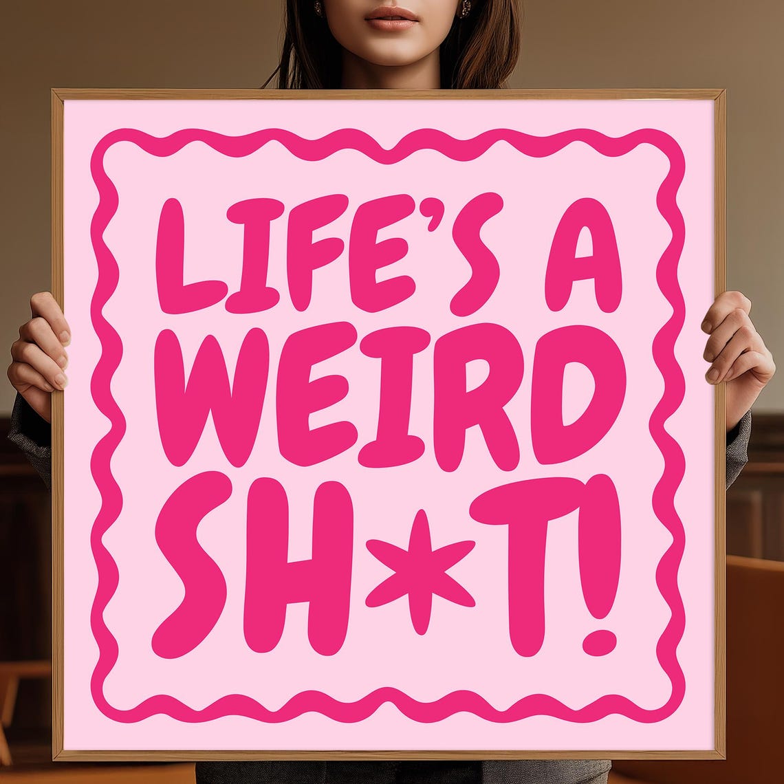 Life's a Weird Sh*t Pink Retro Typography Funny Quote Poster