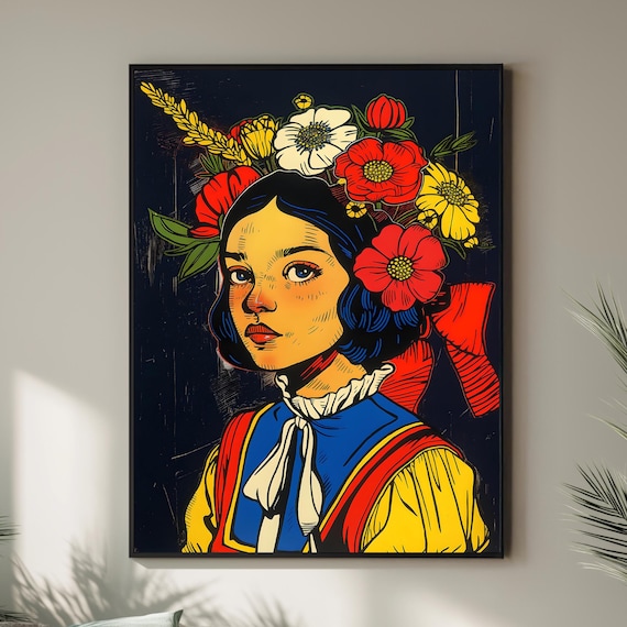 Pose Princess Wall Art Print Home Decor Illustration Portrait Woman Colorful