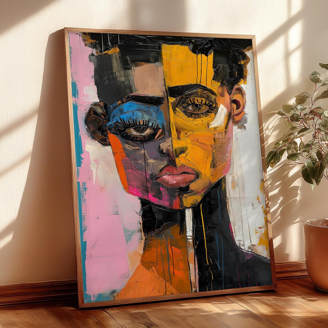 Together Abstract Portrait Wall Art Print Home Decor For Her Expressionism Colorful