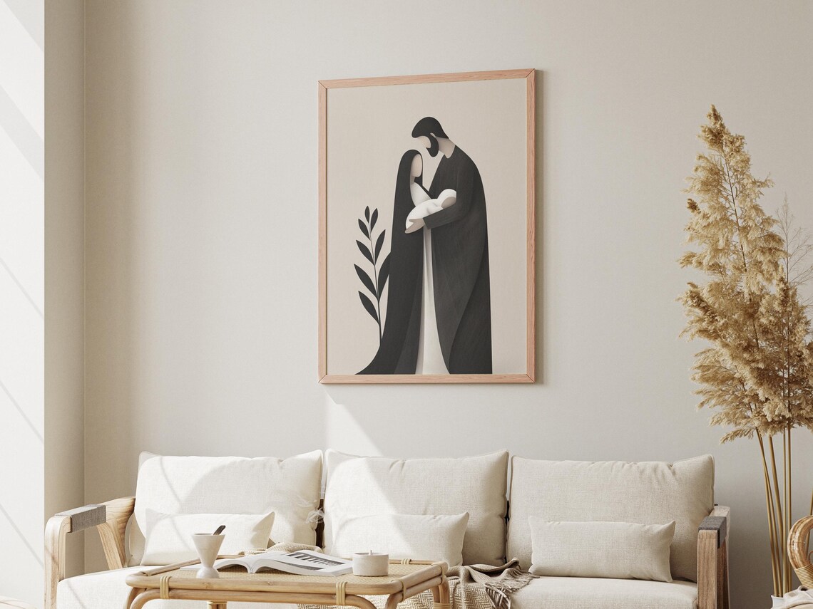 Minimalist Nativity Art Print, Modern Christian Decor - Image 3