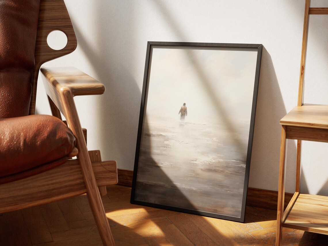 Jesus Walking On Water Painting Jesus Christ Print Bible Art Modern Christian Wall Art Jesus Wall Art Jesus Walking On Sea Jesus Gifts - Image 2