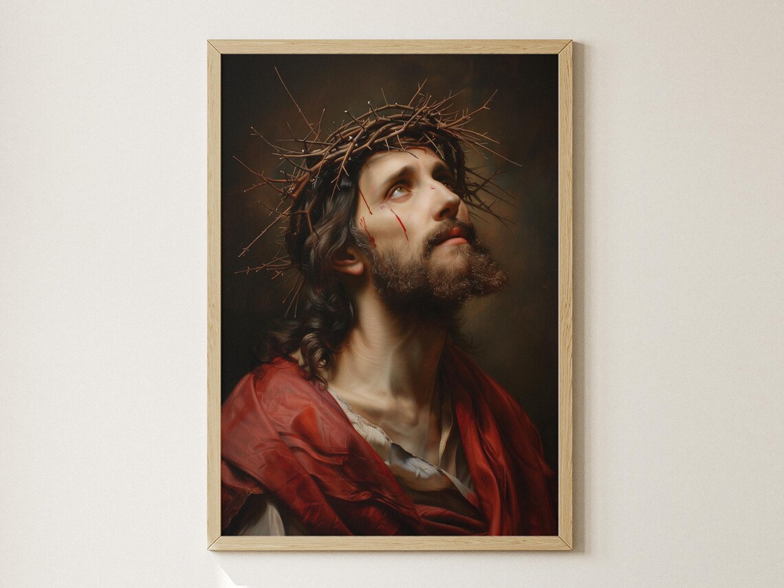 Jesus Christ Crown of Thorns Baroque Oil Painting Holy Week Art Poster