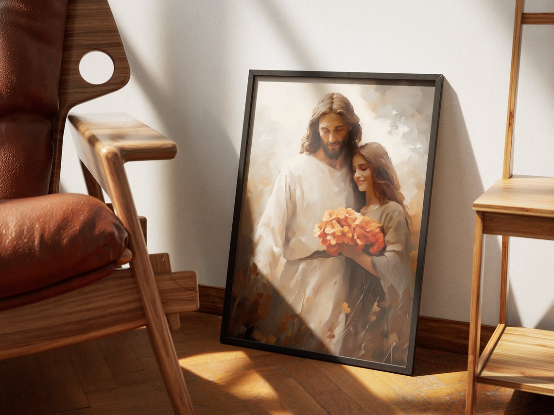 Jesus And Woman Print Jesus Hugging Woman Christian Gift Bible Art Jesus Heals A Woman Christian Wall Art Safe In His Arms Jesus - Image 4