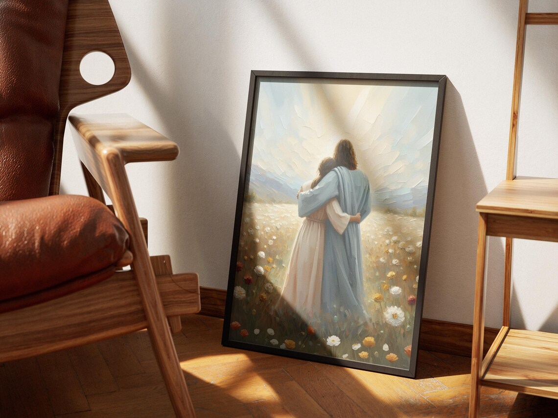 Moments Of Grace Jesus Hugging Woman Art Print - Image 2