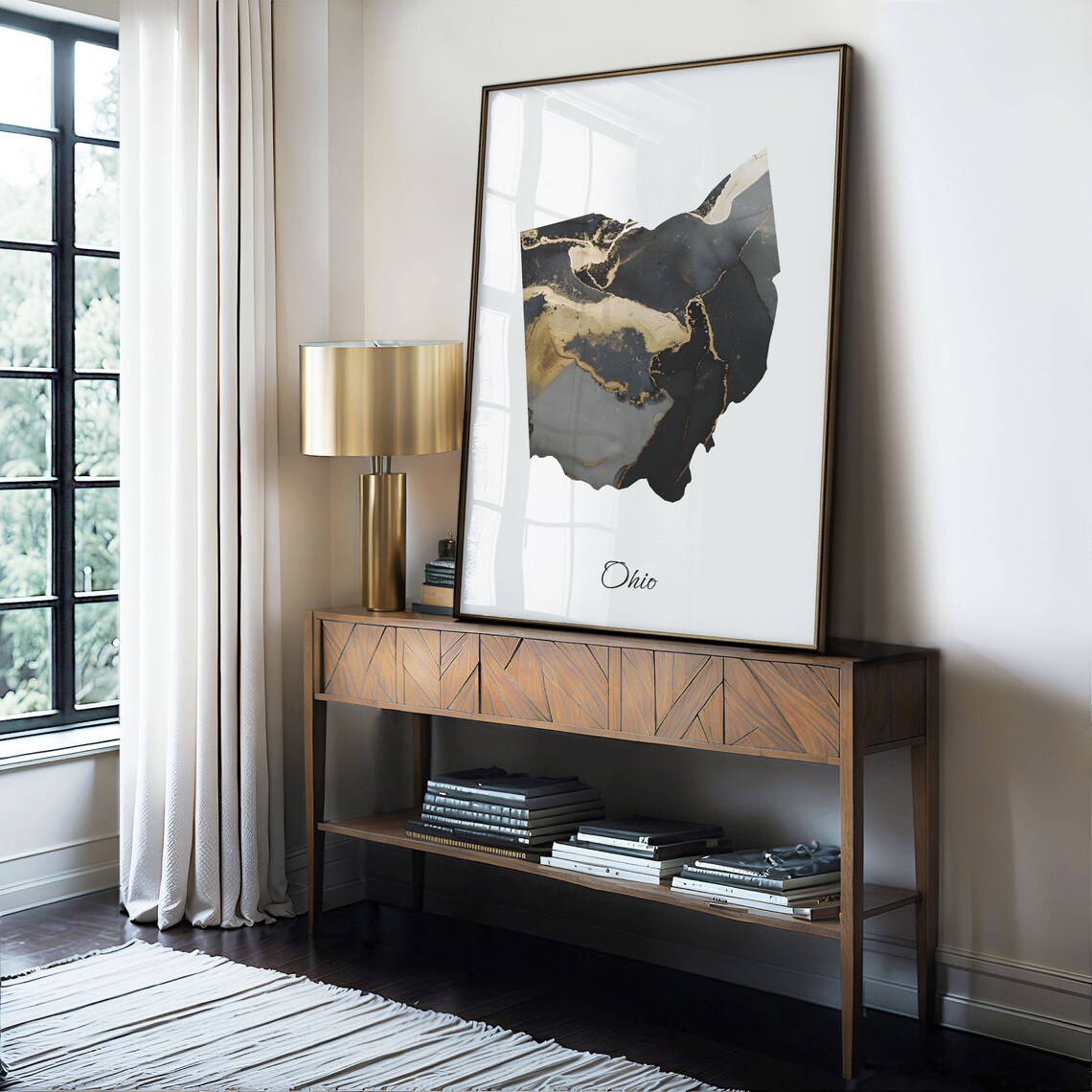 Ohio Black And Gold Marble Map Minimalist Elegant Art Poster - Image 4
