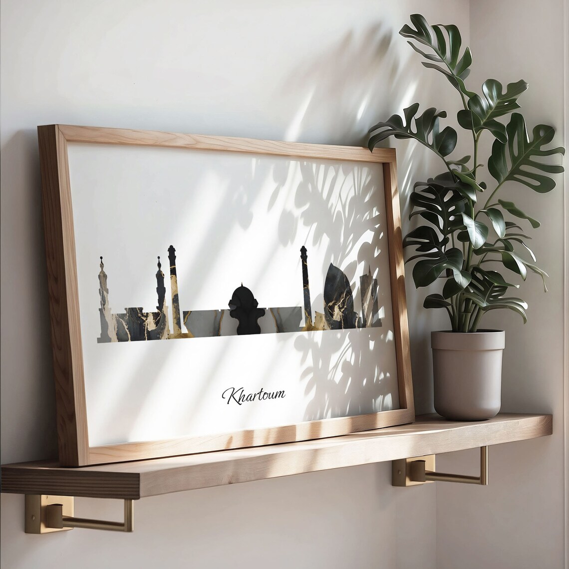 Khartoum Luxury Black Gold Marble City Skyline Silhouette Poster - Image 3