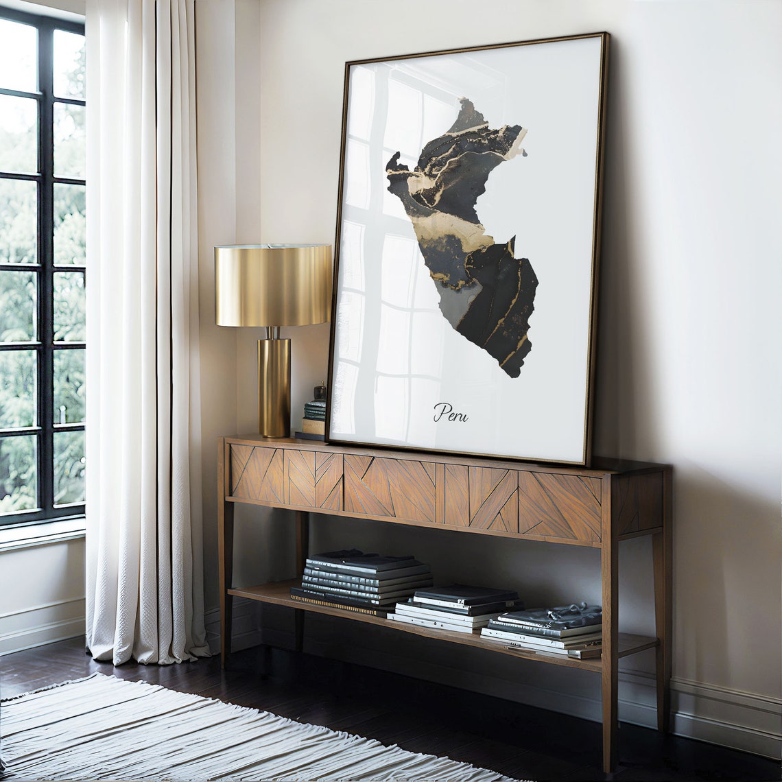 Peru Elegant Country Map Black Gold Marble Minimalist Poster - Image 4
