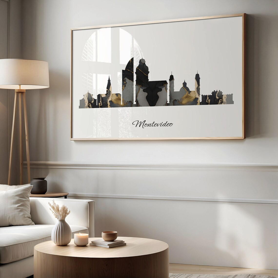 Montevideo Skyline Black Gold Marble Cityscape Uruguay Travel Decor Poster - Image 2