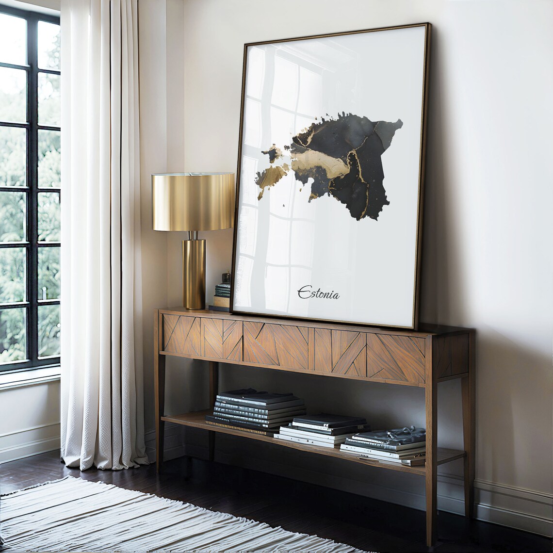 Estonia Black and Gold Marble Country Map Elegant Decor Poster - Image 4