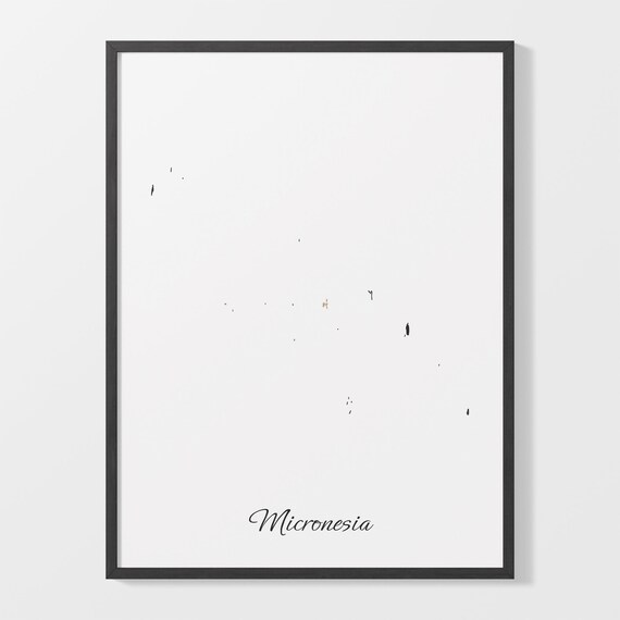 Micronesia Black and Gold Marble Country Map Elegant Decor Poster
