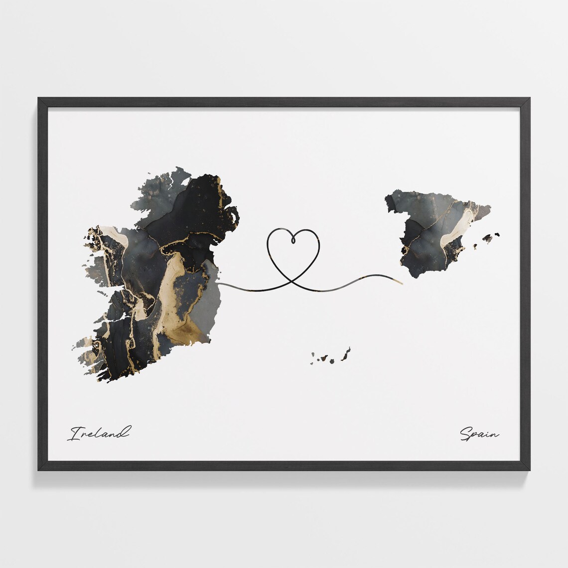 Ireland to Spain Travel Map Poster