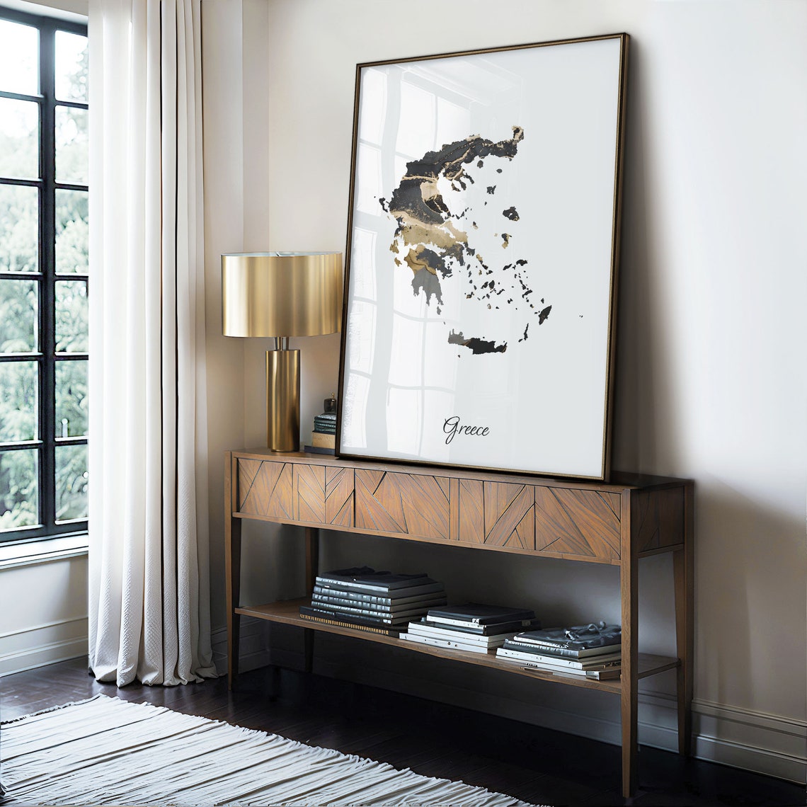 Greece Black and Gold Marble Country Map Elegant Decor Poster - Image 4
